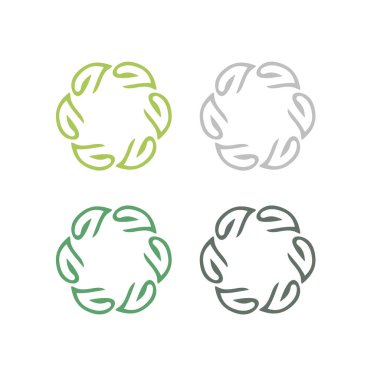Doğal Yapraklar Çember İşaret Sembol Logo Vektörü