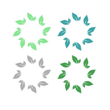 Doğal Yapraklar Çember İşaret Sembol Logo Vektörü