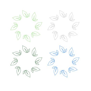 Doğal Yapraklar Çember İşaret Sembol Logo Vektörü