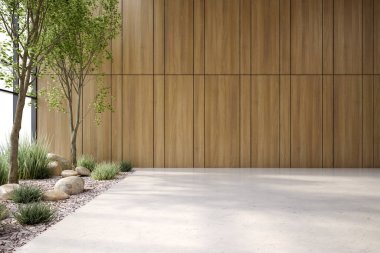 Modern tarz kavramsal içi boş oda geniş görünüm 3 boyutlu illüstrasyon