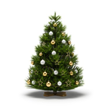 Beyaz arka planda izole edilmiş Noel ağaçları