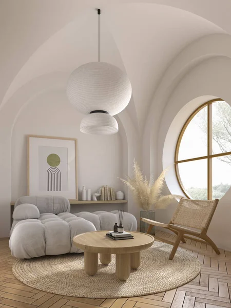 Habitación Interior Conceptual Con Techo Arqueado Ilustración — Foto de Stock