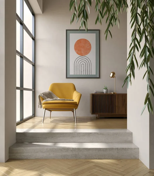 Estilo Moderno Habitación Interior Conceptual Ilustración — Foto de Stock