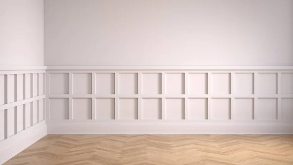 Lege Klassieke Interieur Kamer Witte Muur Illustratie — Stockfoto