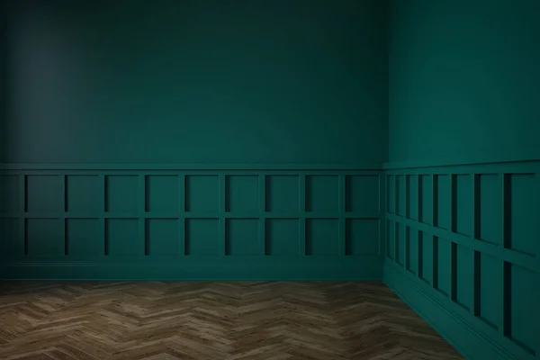 Пустой Классический Интерьер Комнаты Зеленая Стена Иллюстрация — стоковое фото