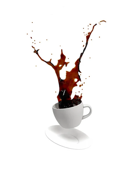 Beyaz Arka Planda Düşen Kahve Fincanı Illüstrasyon — Stok fotoğraf