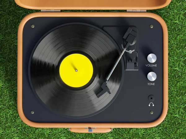 Vinyl Player Top View Render — Stock Photo, Image