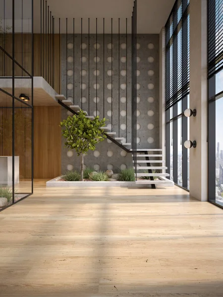 モダンなスタイルの概念的な室内の空の部屋3 Dイラスト — ストック写真