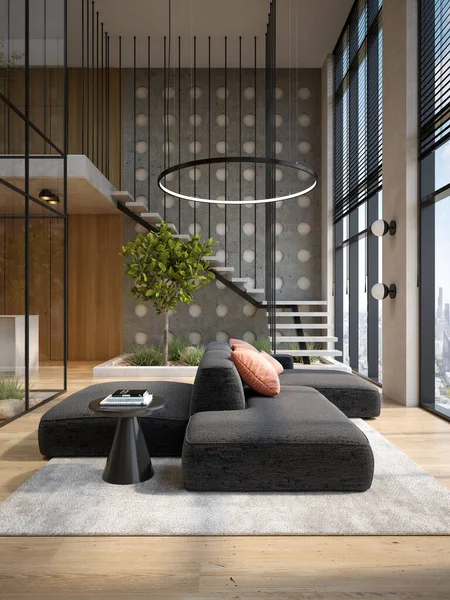 Estilo Moderno Habitación Interior Conceptual Ilustración — Foto de Stock