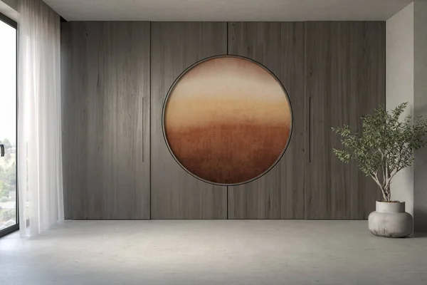 Japandi Style Conceptual Interior Empty Room Illustration — Stock Photo, Image