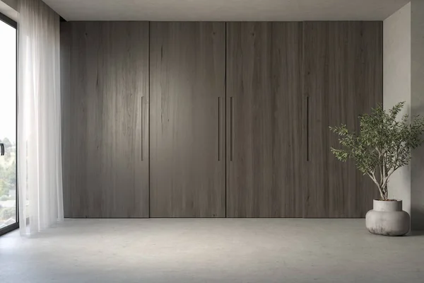 日本风格概念室内空房间3D插图 — 图库照片