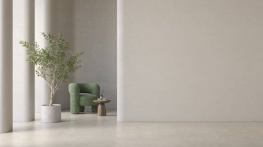 Modern tarz kavramsal iç mekan 3 boyutlu illüstrasyon
