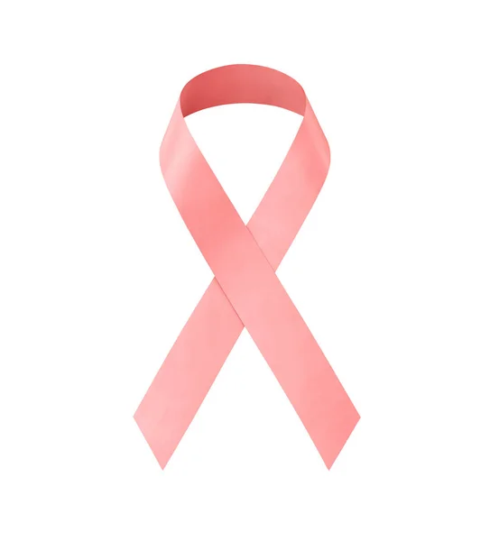 粉红缎带在白色背景上隔离 乳腺癌防治日 — 图库照片
