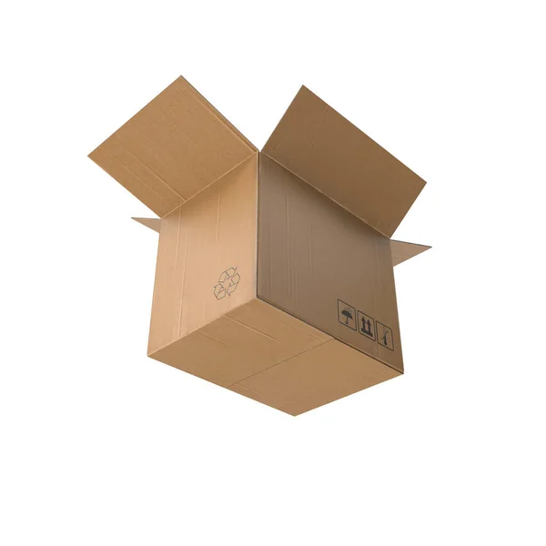Cardboard Box Isolated White — Stock Photo, Image