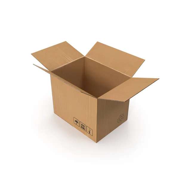 Caja Cartón Aislada Blanco —  Fotos de Stock