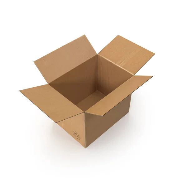 Caja Cartón Aislada Blanco —  Fotos de Stock
