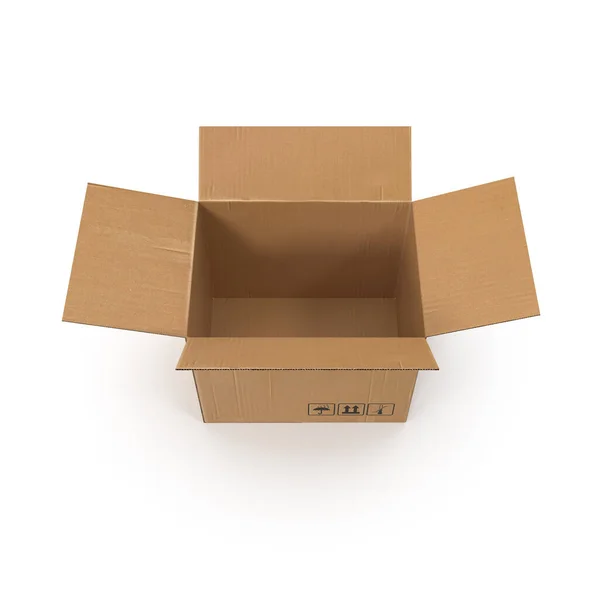 Caja Cartón Aislada Blanco — Foto de Stock