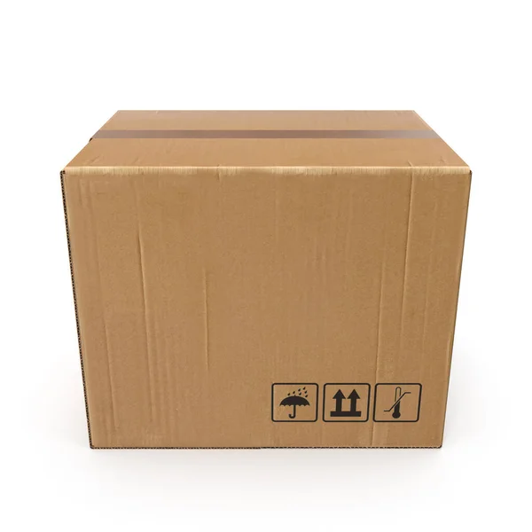 Cardboard Box Isolated White — Stock Photo, Image
