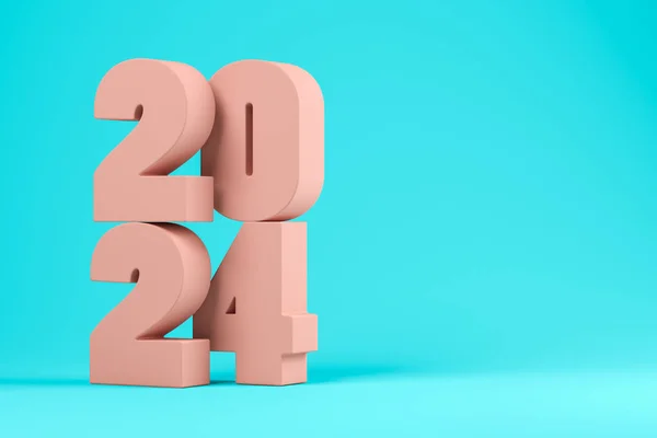 Pinkfarbene Zahlen 2024 Auf Blauem Hintergrund Illustration — Stockfoto