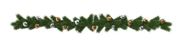 Weihnachtsgirlanden Aus Zweigen Mit Goldenen Glocken Illustration lizenzfreie Stockbilder