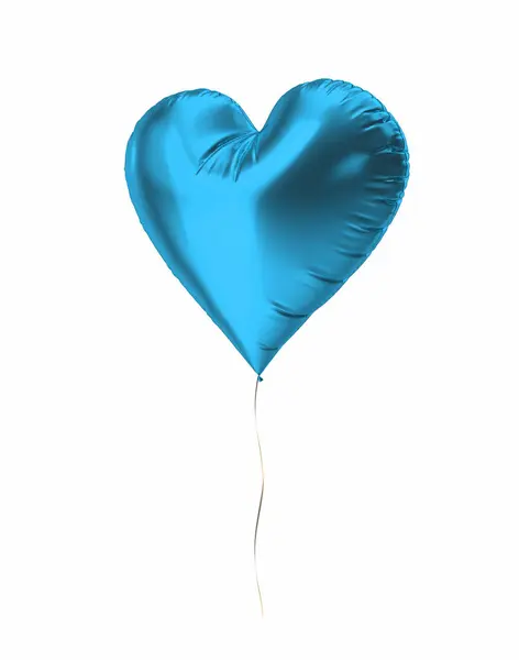 蓝心氦气气球圣瓦伦丁节爱情的象征党的装饰 — 图库照片