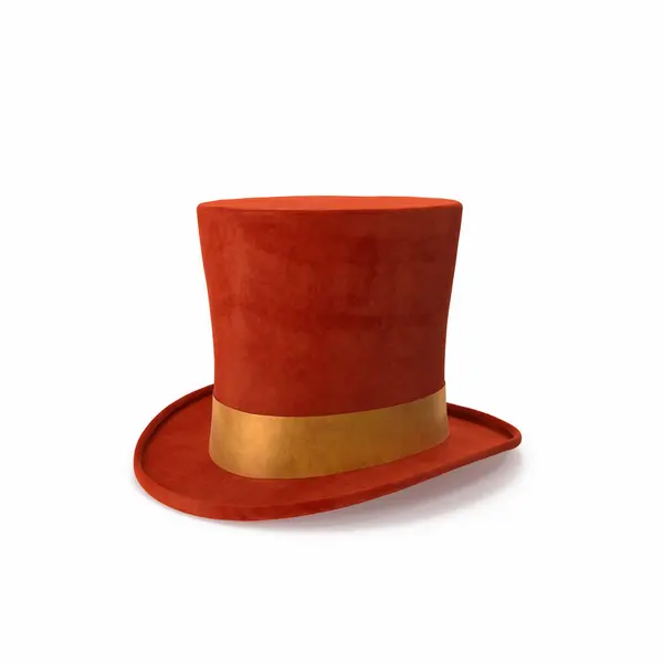 Zylinder Roter Hut Isoliert Auf Weißem Hintergrund Stockbild