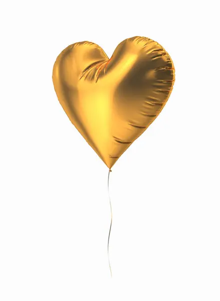 金色心脏氦气气球圣瓦伦丁节爱情的象征党的装饰 — 图库照片