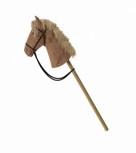 Plush Hobby Horse Toy Wooden Stick White Background Stock Photo