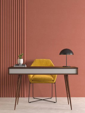 Memphis tarzı kavramsal iç mekan 3D görüntüleme