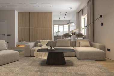 Modern iç mekan 3 boyutlu 360 panorama