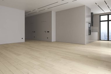 Modern tarz kavramsal içi boş oda 3 boyutlu illüstrasyon