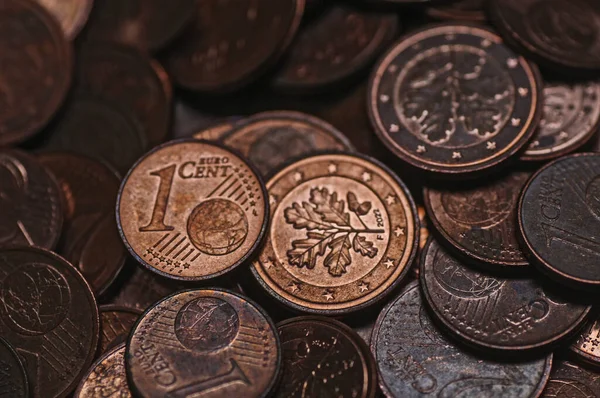 stock image Pile of coins, close-up, background, top view