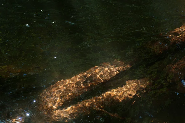 Reflexion Des Sonnenlichts Auf Der Wasseroberfläche Nahaufnahme Abstrakte Dunkle Wasseroberfläche — Stockfoto