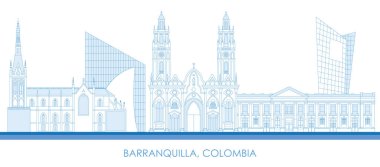 Barranquilla, Kolombiya 'nın Skyline ana hatları - vektör illüstrasyonu