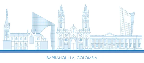 Контурная Панорама Города Барранкилья Колумбия Векторная Иллюстрация — стоковый вектор