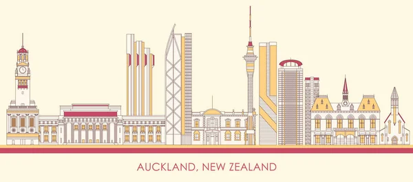 Cartoon Skyline Panorama Ciudad Auckland Nueva Zelanda Ilustración Vectorial — Archivo Imágenes Vectoriales