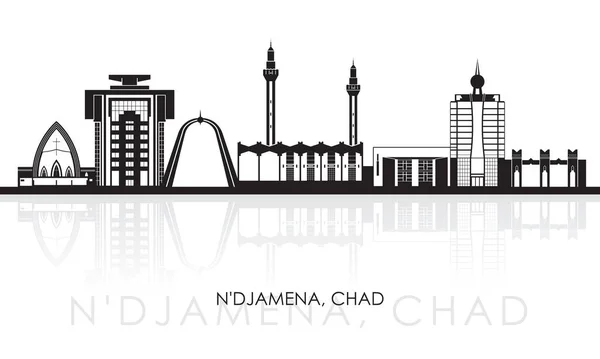 Silhouette Skyline Panorama Ciudad Djamena Chad Ilustración Vectorial — Archivo Imágenes Vectoriales