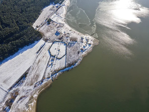 Stock image Aerial winter view of Iskar Reservoir near city of Sofia, Bulgaria