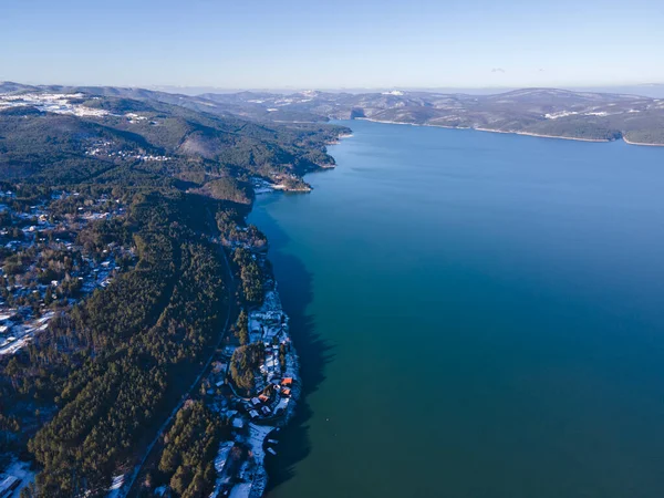 Aerial Winter View Iskar Reservoir City Sofia Bulgaria — Photo