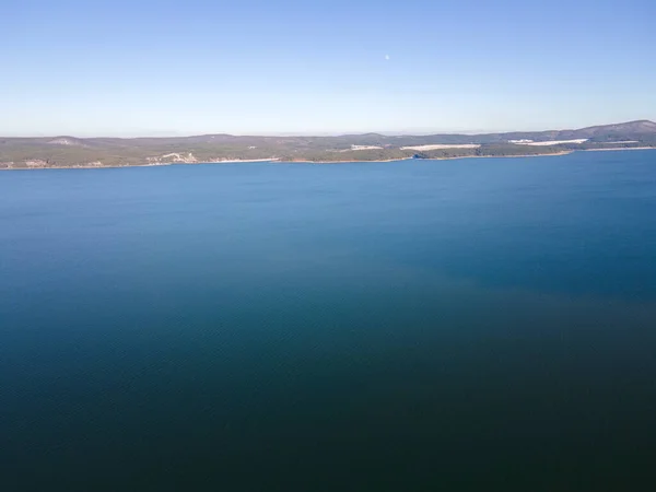 Letecký Zimní Pohled Iskar Reservoir Blízkosti Města Sofie Bulharsko — Stock fotografie