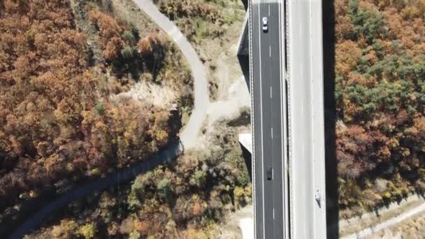 Vista Aérea Del Viaducto Bebresh Autopista Hemus Paso Vitinya Región — Vídeo de stock