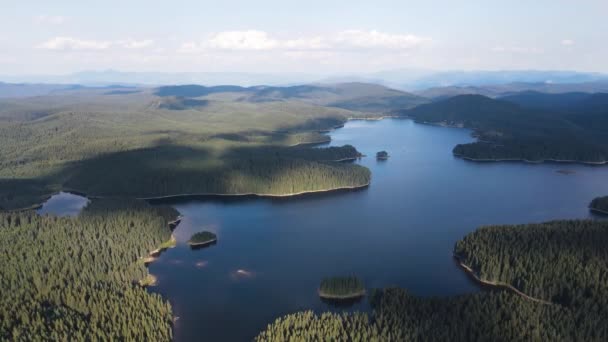 Вид Повітря Літо Шірока Поліана Широкий Лук Reservoir Pazardzhik Region — стокове відео
