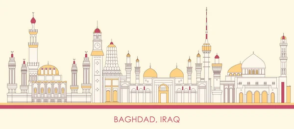 Cartoon Skyline Panorama Ciudad Bagdad Irak Ilustración Vectorial — Vector de stock