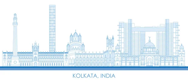 Esboço Panorama Panorâmico Cidade Kolkata Índia Ilustração Vetorial — Vetor de Stock