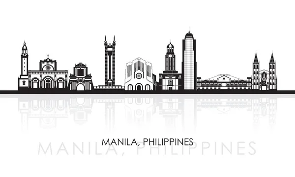 Silhouette Skyline Panorama Ciudad Manila Filipinas Ilustración Vectorial — Archivo Imágenes Vectoriales