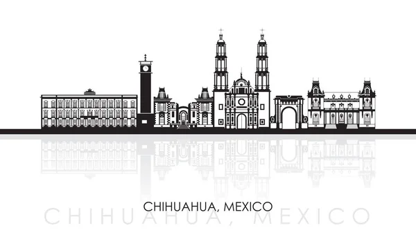 Silhouette Skyline Panorama Ciudad Chihuahua México Ilustración Vectorial — Vector de stock