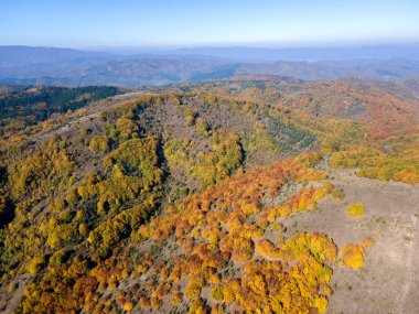 Bulgaristan 'ın Pernik bölgesindeki Erul Dağı' nın İnanılmaz Sonbahar Manzarası