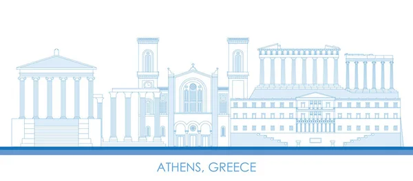 Περίγραμμα Skyline Πανόραμα Της Πόλης Των Αθηνών Διανυσματική Απεικόνιση — Διανυσματικό Αρχείο