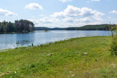 Yaz manzaralı Shiroka polyana (Geniş çayır) Reservoir, Pazardzhik Region, Bulgaristan
