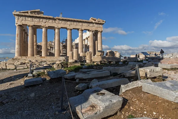 Antikes Gebäude Des Parthenon Auf Der Akropolis Von Athen Attika — Stockfoto
